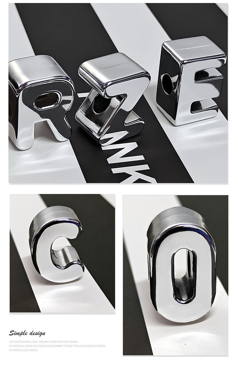 Silver Acrylic Letter Beads(5pc)