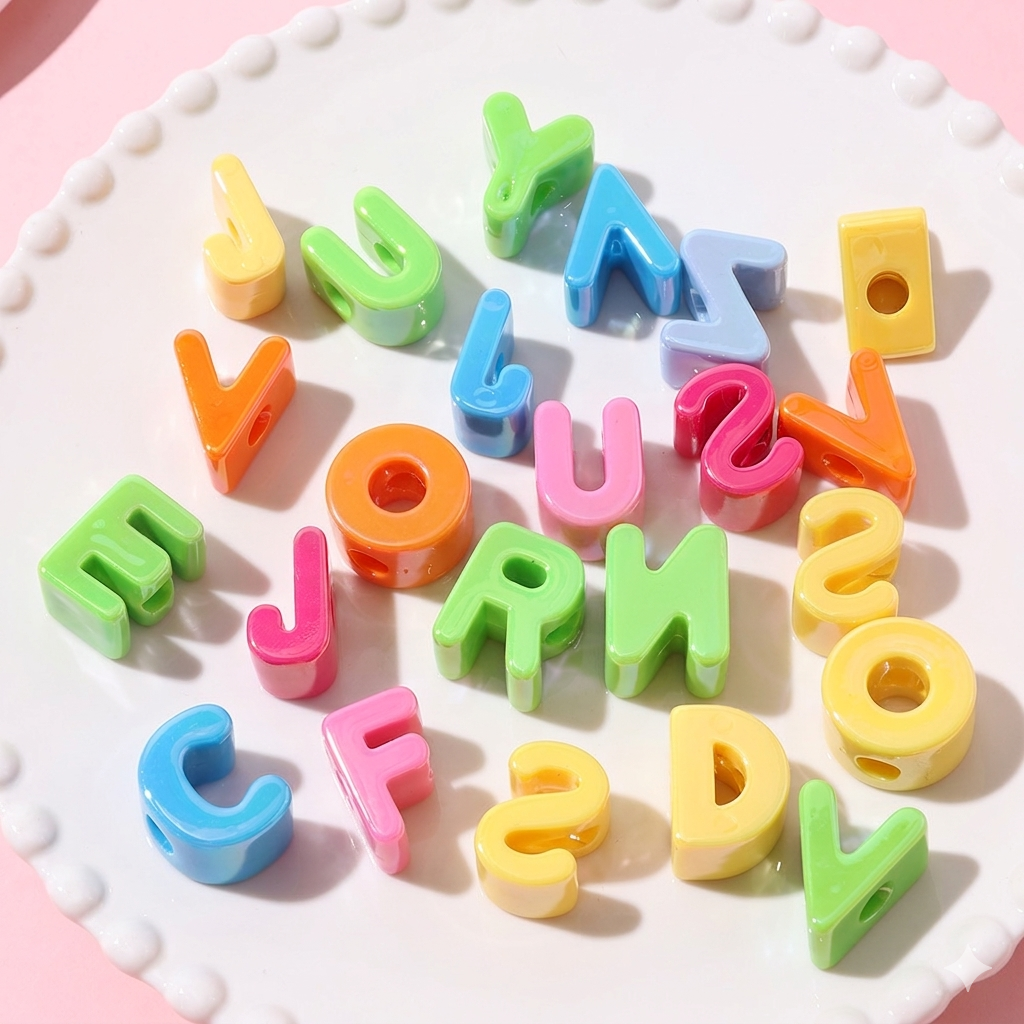 Pastel color Acrylic Letter Beads(5pc)