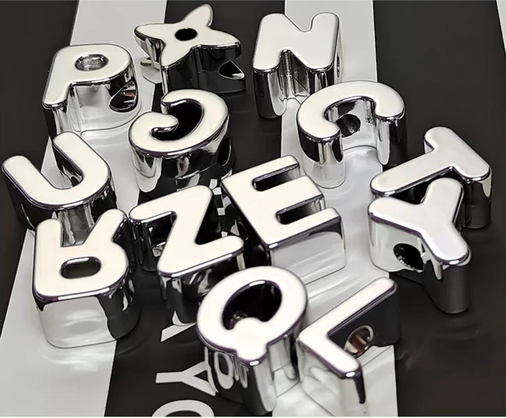 Silver Acrylic Letter Beads(5pc)