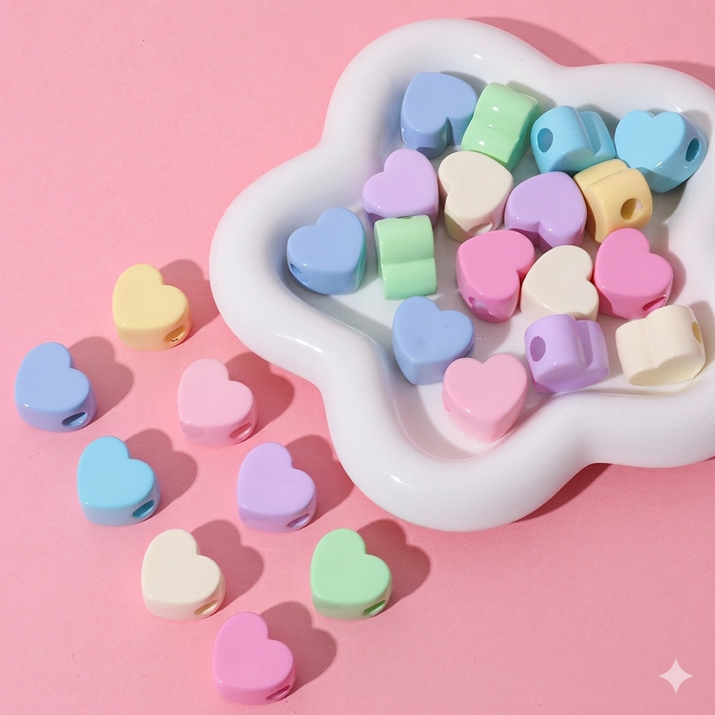 22mm Heart/Star/Flower Big Hole Beads (10pc)